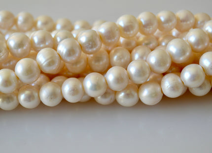10-11mm Half Strand Large Hole Semi Round Freshwater Pearl Natural White 2mm Hole, Large Hole Natural White Freshwater Pearls #17