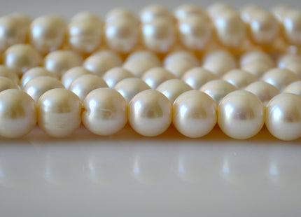 10-11mm Half Strand Large Hole Semi Round Freshwater Pearl Natural White 2mm Hole, Large Hole Natural White Freshwater Pearls #17