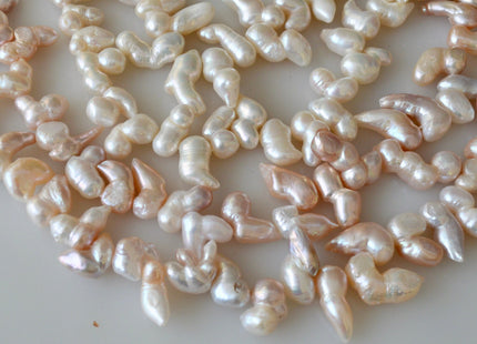 8-10 x 16-20 mm Irregular Fun Shape Natural White & Pink Color Freshwater Pearl Beads #519