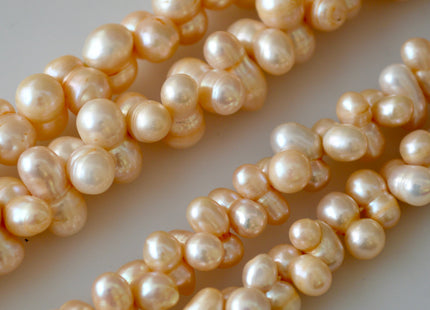 8x12mm & 9x14-16mm Peanut Shape Light Peach Color Center Drilled Freshwater Pearl Beads #904