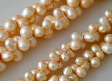 8x12mm & 9x14-16mm Peanut Shape Light Peach Color Center Drilled Freshwater Pearl Beads #904