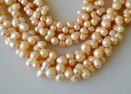 8x12mm & 9x14-16mm Peanut Shape Light Peach Color Center Drilled Freshwater Pearl Beads #904
