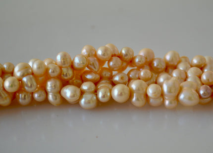 8x12mm & 9x14-16mm Peanut Shape Light Peach Color Center Drilled Freshwater Pearl Beads #904
