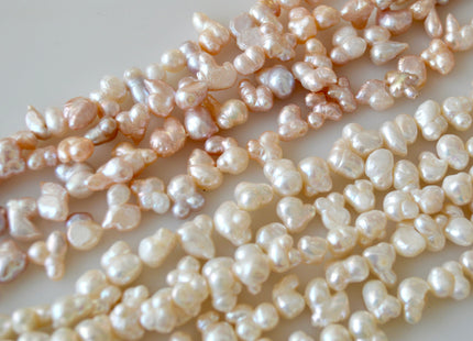 8-10x10-12mm Fun Shape Pink and White Color Side Drilled Freshwater Pearl Beads #905