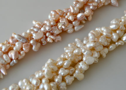 8-10x10-12mm Fun Shape Pink and White Color Side Drilled Freshwater Pearl Beads #905