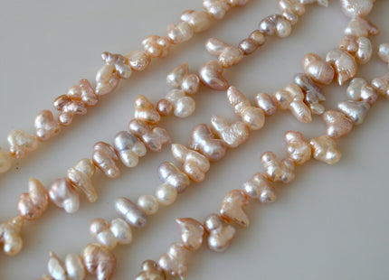 8-10x10-12mm Fun Shape Pink and White Color Side Drilled Freshwater Pearl Beads #905