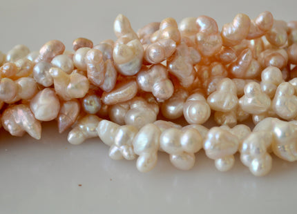 8-10x10-12mm Fun Shape Pink and White Color Side Drilled Freshwater Pearl Beads #905
