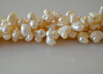 8-10x10-12mm Fun Shape Pink and White Color Side Drilled Freshwater Pearl Beads #905