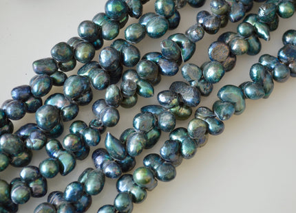 8-9x16-18mm Peanut Shape Green & Purple Color Center Drilled Freshwater Pearl Beads #906