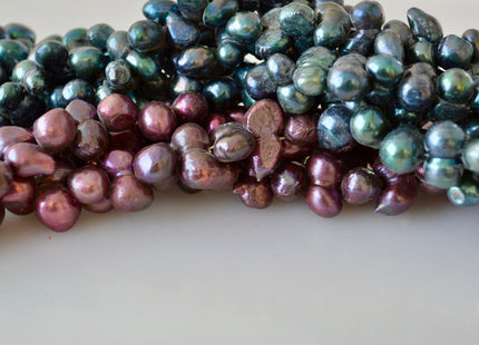 8-9x16-18mm Peanut Shape Green & Purple Color Center Drilled Freshwater Pearl Beads #906