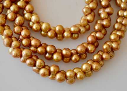 9x15-16mm Peanut Shape Brown Color Center Drilled Freshwater Pearl Beads #909