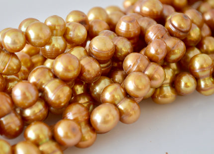 9x15-16mm Peanut Shape Brown Color Center Drilled Freshwater Pearl Beads #909