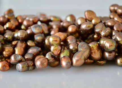 8x12mm Approx. Peanut Shape Copper/Brown Color Top Drilled Freshwater Pearl Beads #913