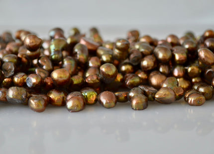 8x12mm Approx. Peanut Shape Copper/Brown Color Top Drilled Freshwater Pearl Beads #913