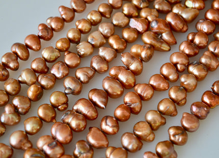 8x9-9x14mm Approx. Fun Shape Copper Color Center Drilled Freshwater Pearl Beads #914