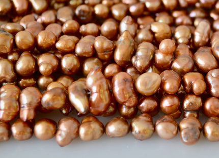 8x9-9x14mm Approx. Fun Shape Copper Color Center Drilled Freshwater Pearl Beads #914