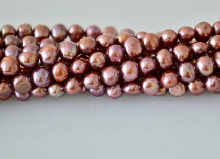 6-7mm Potato Nugget Purple/Pinkish & Dark Brown Color Freshwater Pearl Beads #926