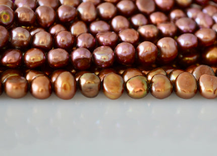 6-7mm Potato Nugget Purple/Pinkish & Dark Brown Color Freshwater Pearl Beads #926