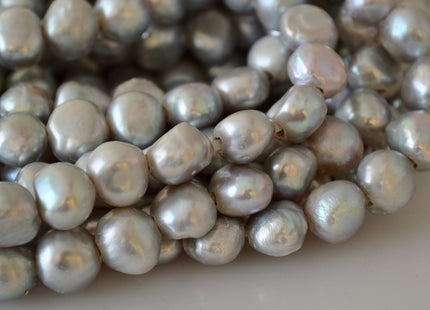 11-12mm AAA Large Hole Nugget Silver/Gray Color Freshwater Pearl Beads 2.2mm Hole #930