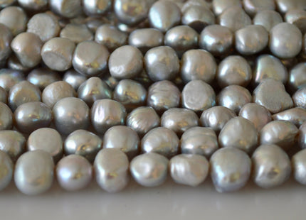 11-12mm AAA Large Hole Nugget Silver/Gray Color Freshwater Pearl Beads 2.2mm Hole #930