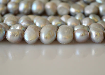 11-12mm AAA Large Hole Nugget Silver/Gray Color Freshwater Pearl Beads 2.2mm Hole #930