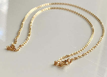 16 Inches Or 18 Inches 14K Gold Chain With Spring Clasp, Solid 14K Gold Chain Necklace DC Circle Link 35 #1004