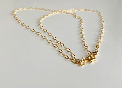 16 Inches 14K Gold Chain With LobsterClasp, Solid 14K Gold Chain Necklace ELong DC Link #1005