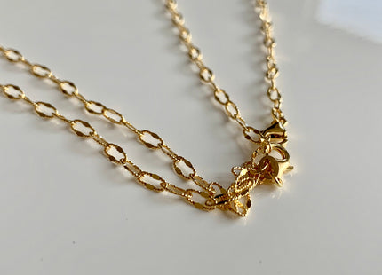 16 Inches 14K Gold Chain With LobsterClasp, Solid 14K Gold Chain Necklace ELong DC Link #1005