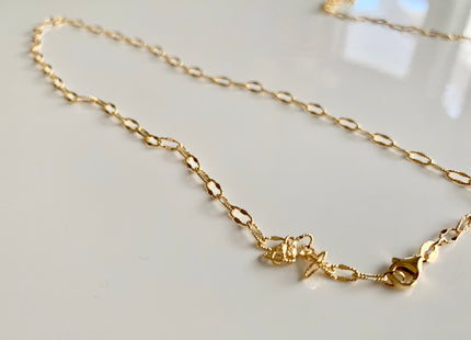 16 Inches 14K Gold Chain With LobsterClasp, Solid 14K Gold Chain Necklace ELong DC Link #1005