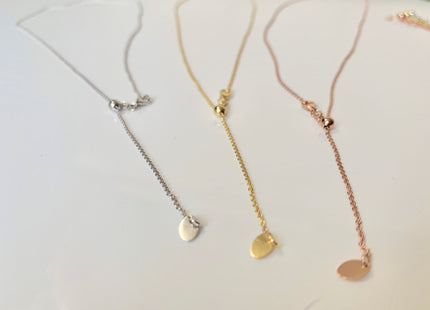 20 Inches 14K Yellow/White/Rose Gold Chain With Adjustable Bead Clasp, Solid 14K Gold Chain Necklace Oval Link w/Adj Beads 1.3mm #1015