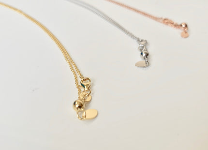 20 Inches 14K Yellow/White/Rose Gold Chain With Adjustable Bead Clasp, Solid 14K Gold Chain Necklace Oval Link w/Adj Beads 1.3mm #1015