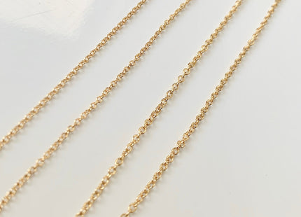 18 Inches 14K Genuine Gold Chain With Spring Clasp, Solid 14K Gold Chain Necklace, Oval Link 1.3/1.5mm #1016