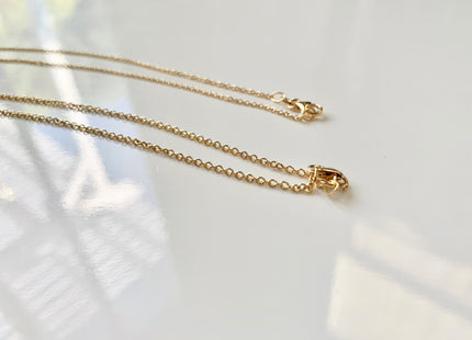 18 Inches 14K Genuine Gold Chain With Spring Clasp, Solid 14K Gold Chain Necklace, Oval Link 1.3/1.5mm #1016