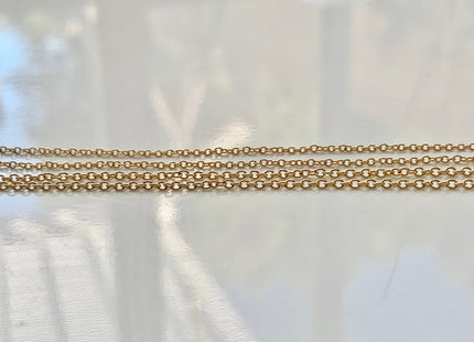 18 Inches 14K Genuine Gold Chain With Spring Clasp, Solid 14K Gold Chain Necklace, Oval Link 1.3/1.5mm #1016