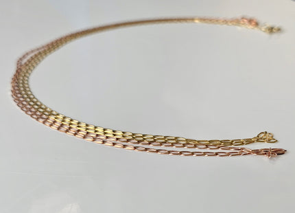 18 Inches 14K Genuine Gold Chain With Spring Clasp, 14K Gold Chain Necklace, Elongated Curve Chain 1.5mm #1018