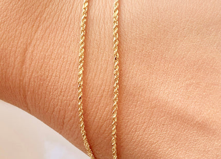 18 Inches 14K Genuine Gold Chain With Lobster Clasp, Solid 14K Gold Chain Necklace, Diamond Cut Rope Gold Chain 1.0/1.5mm