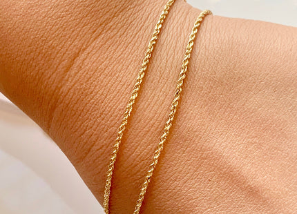 18 Inches 14K Genuine Gold Chain With Lobster Clasp, Solid 14K Gold Chain Necklace, Diamond Cut Rope Gold Chain 1.0/1.5mm