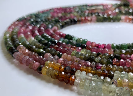 2x4 mm Or 3x5 mm Faceted Rondelle Natural Tourmaline Beads Natural Pink Green Black Watermelon Gemmy Tourmaline 13 Inches Strand #2200