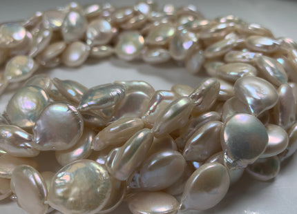 13x16 mm AA Natural White W/Pink Luster Freshwater Coin Pearls Genuine High Luster White Flat Smooth Tear Drop Coin Pearl Bead #1071