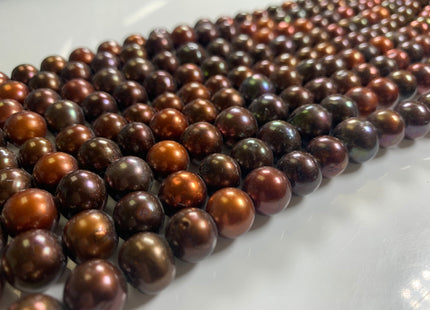 11 mm AA Large Hole Potato / Semi Round Multi Dark Brown Color Freshwater Pearl Beads Hole 2.2 mm Genuine Chocolate Freshwater Pearls #1075