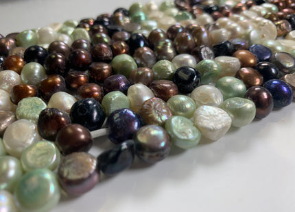 9-10 mm Large Hole Multi White Gray Brown Peacock Color Nugget Shape Freshwater Pearls Beads Hole Size 2.2mm Genuine Pearl Beads #1077