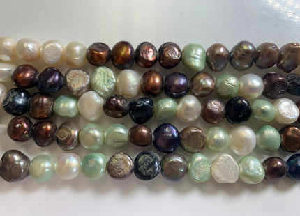 9-10 mm Large Hole Multi White Gray Brown Peacock Color Nugget Shape Freshwater Pearls Beads Hole Size 2.2mm Genuine Pearl Beads #1077