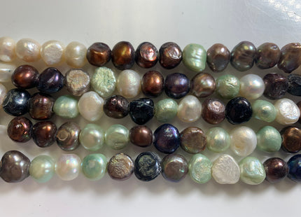 9-10 mm Large Hole Multi White Gray Brown Peacock Color Nugget Shape Freshwater Pearls Beads Hole Size 2.2mm Genuine Pearl Beads #1077
