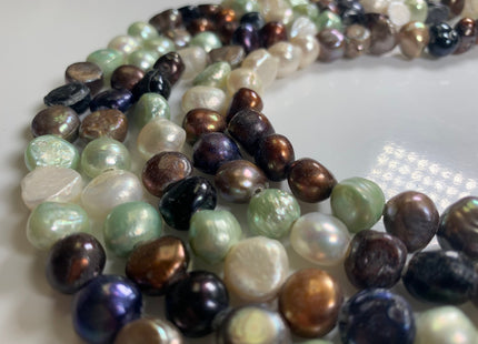 9-10 mm Large Hole Multi White Gray Brown Peacock Color Nugget Shape Freshwater Pearls Beads Hole Size 2.2mm Genuine Pearl Beads #1077