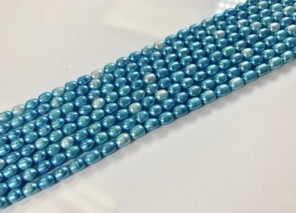 5x7 mm Cyan Blue color Rice / Oval Freshwater Pearls Genuine Freshwater Pearls Beads Cultured Freshwater Pearls Limited Edition Color #1137