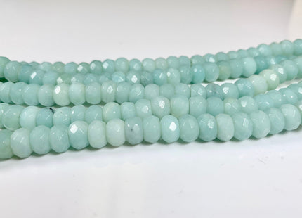 5x8mm AAA Large Hole Faceted Roundel Amazonite Natural Semi Precious Gemstone Natural Color Faceted Roundel Hole Size 2.0mm #2208
