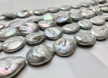 18-20 mm Gray Large Flat Coin Freshwater Pearl Beads Large Irregular Flat Coin Beads Genuine Cultured Freshwater Coin Pearl Beads #1173