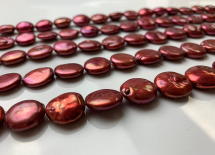 15-18 mm Large Freshwater Coin Pearls Cranberry Color Genuine Freshwater Coin Pearls Limited Edition Cranberry Color Coin Beads #700