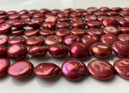 15-18 mm Large Freshwater Coin Pearls Cranberry Color Genuine Freshwater Coin Pearls Limited Edition Cranberry Color Coin Beads #700