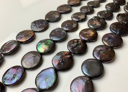 20-25 mm Dark Peacock Large Flat Coin Freshwater Pearl Beads Large Irregular Flat Coin Beads Genuine Freshwater Coin Pearl Beads #1218